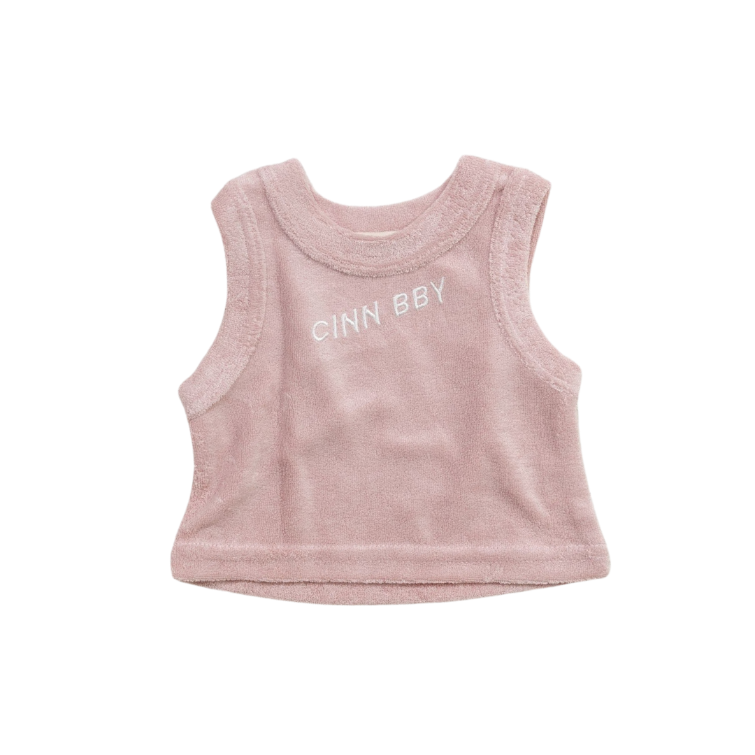 CINNAMON BABY TERRY SINGLET - DUSTY ROSE