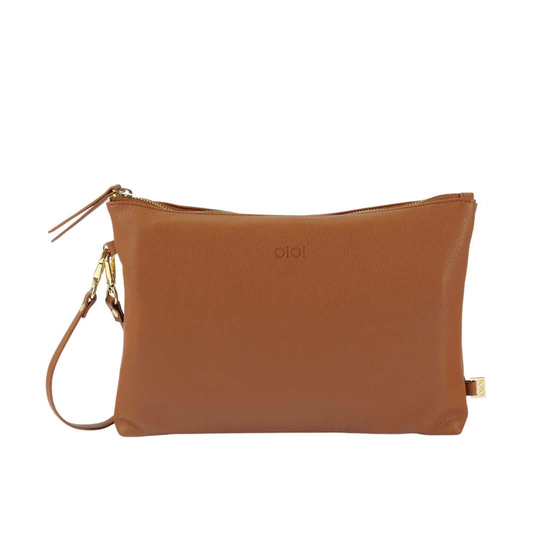 OIOI NAPPY CHANGING POUCH - CHESTNUT FAUX LEATHER