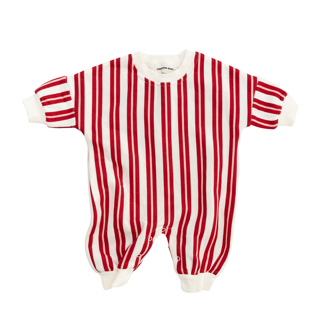 CINNAMON BABY RED/PINK STRIPE LOUNGE SUIT