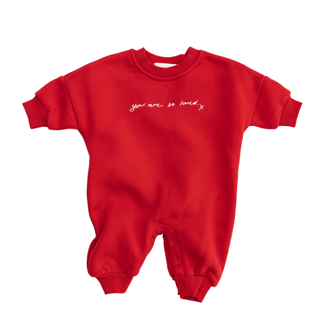 CINNAMON BABY YOU ARE SO LOVED LOUNGE SUIT - WINE