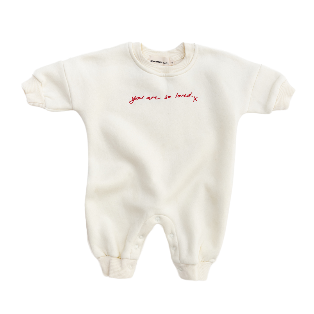 CINNAMON BABY YOU ARE SO LOVED LOUNGE SUIT - WHITE