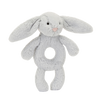 JELLYCAT BASHFUL SILVER BUNNY RING RATTLE