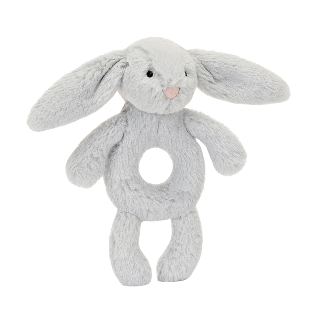 JELLYCAT BASHFUL SILVER BUNNY RING RATTLE