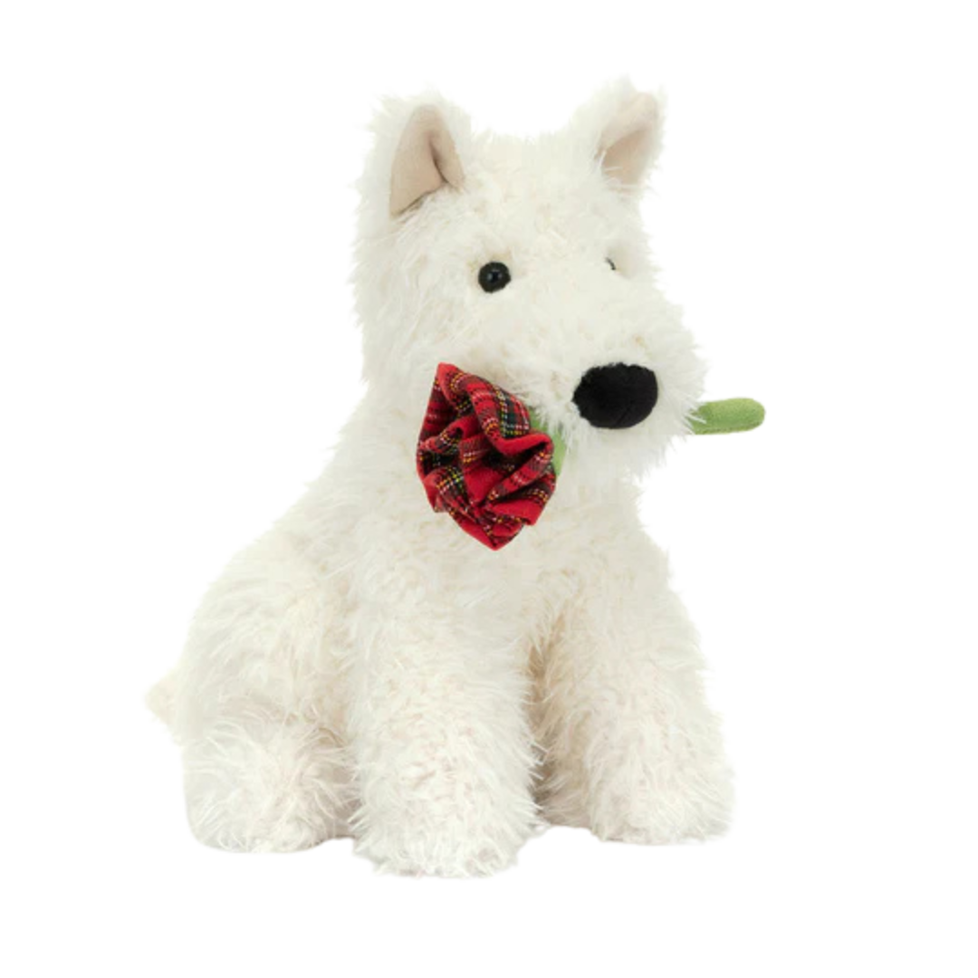 JELLYCAT MUNRO DOG HOLDING ROSE