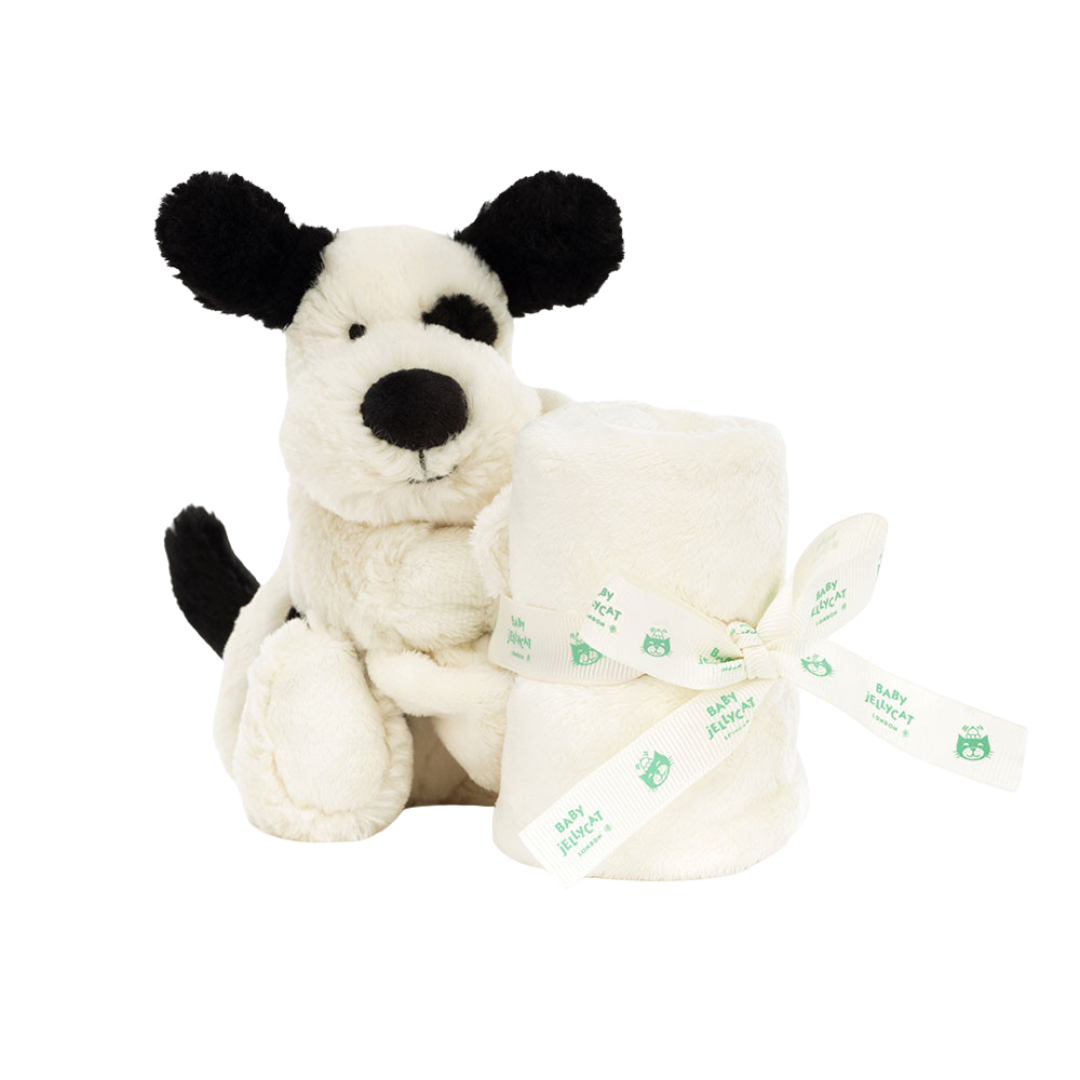 JELLYCAT BASHFUL BLACK & CREAM PUPPY SOOTHER