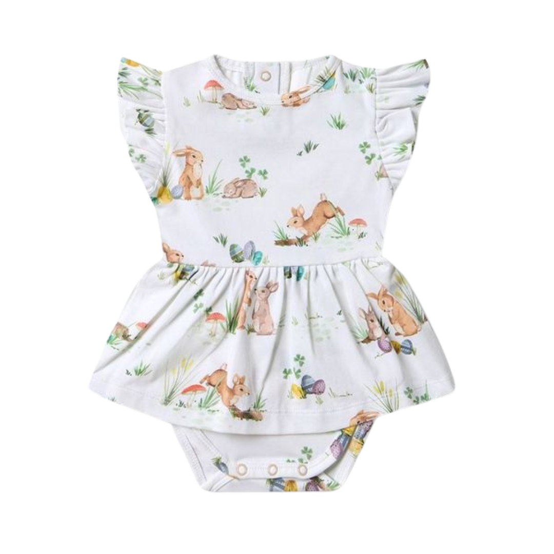 SNUGGLE HUNNY KIDS EASTER BUNNIES SHORT SLEEVE DRESS