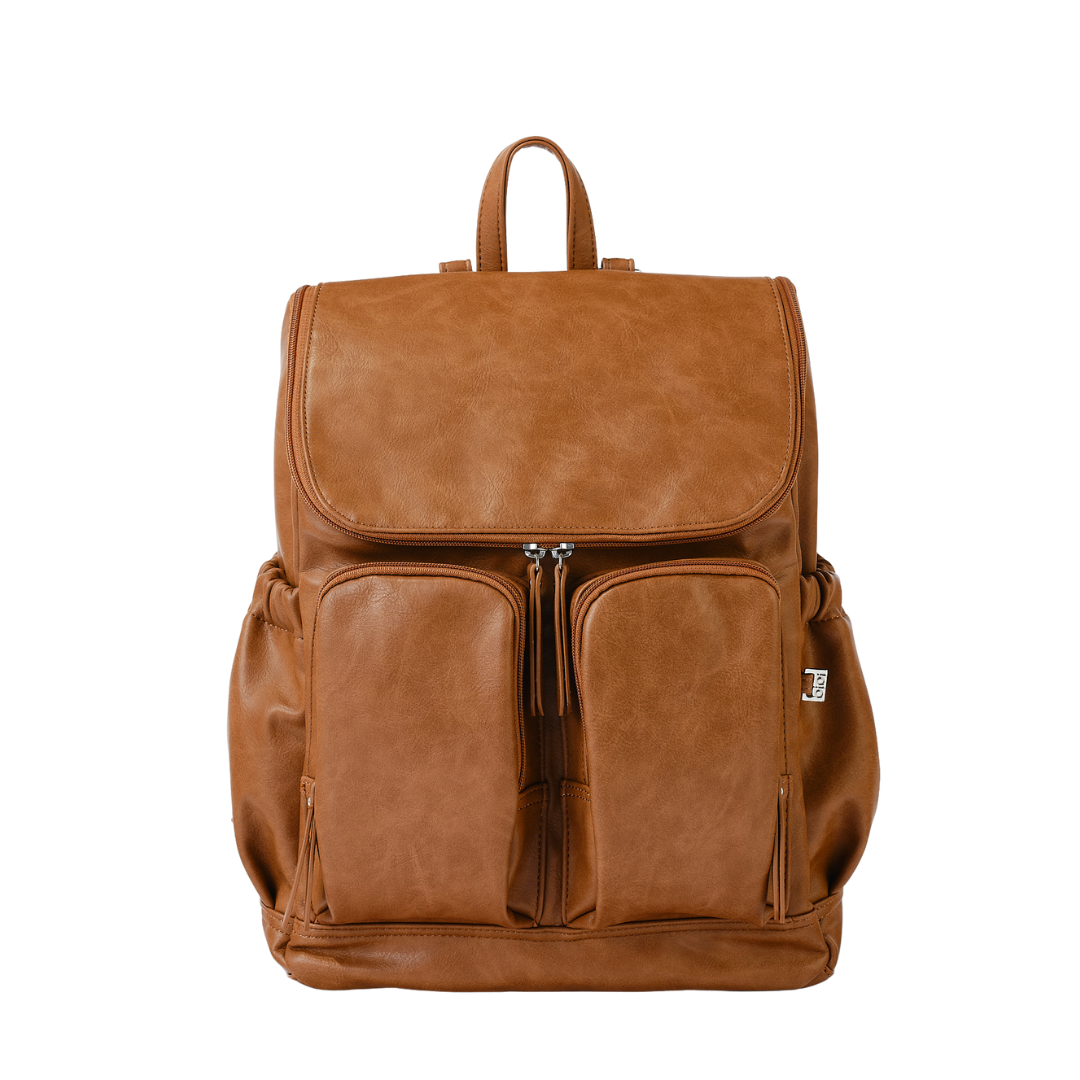 OIOI SIGNATURE NAPPY BACKPACK - TAN FAUX LEATHER