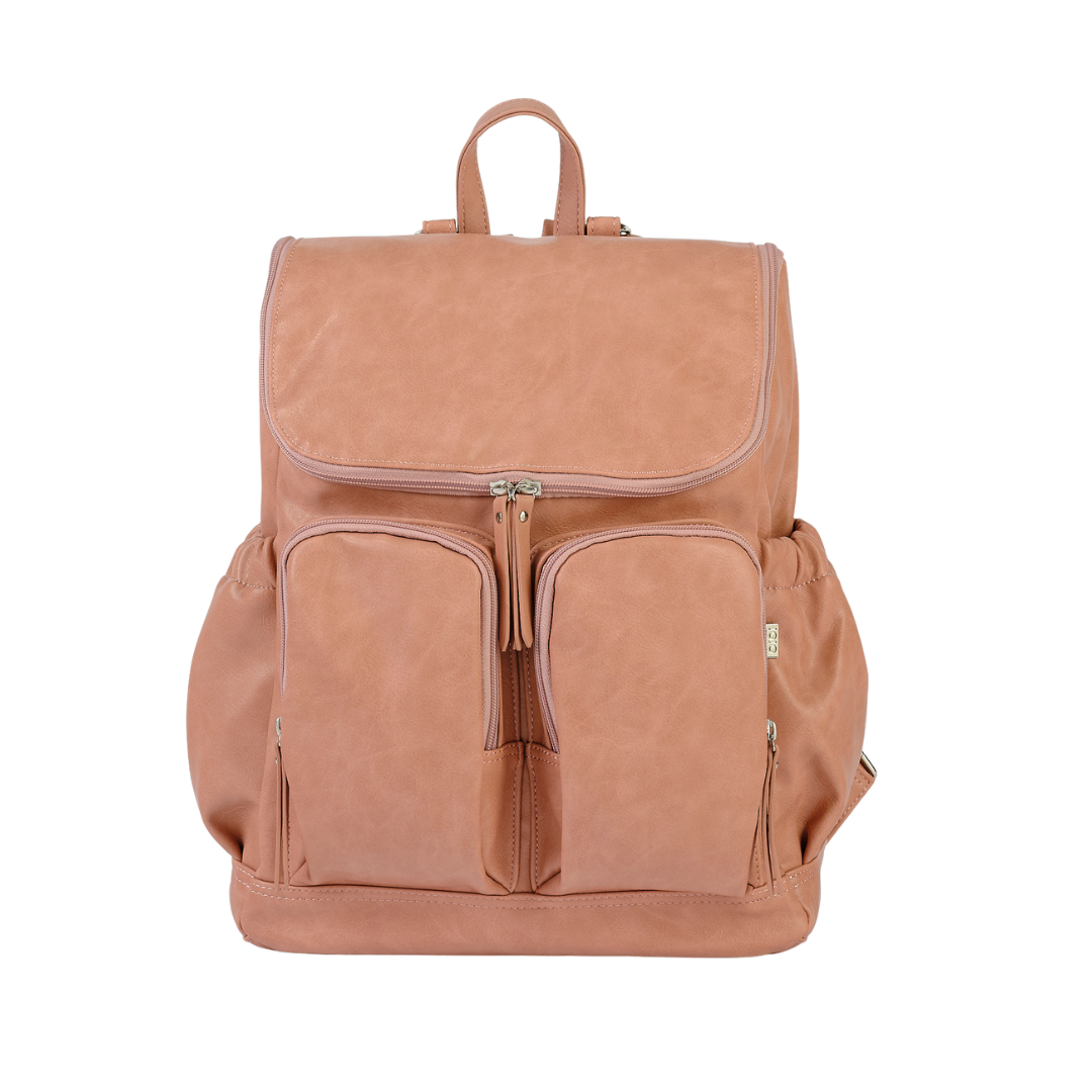 OIOI SIGNATURE NAPPY BACKPACK - DUSTY ROSE FAUX LEATHER