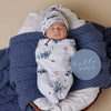 SNUGGLE HUNNY KIDS OCEAN SNUGGLE SWADDLE & TOPKNOT SET