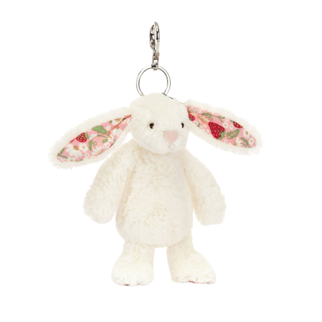 JELLYCAT BLOSSOM CREAM BUNNY BERRY BAG CHARM