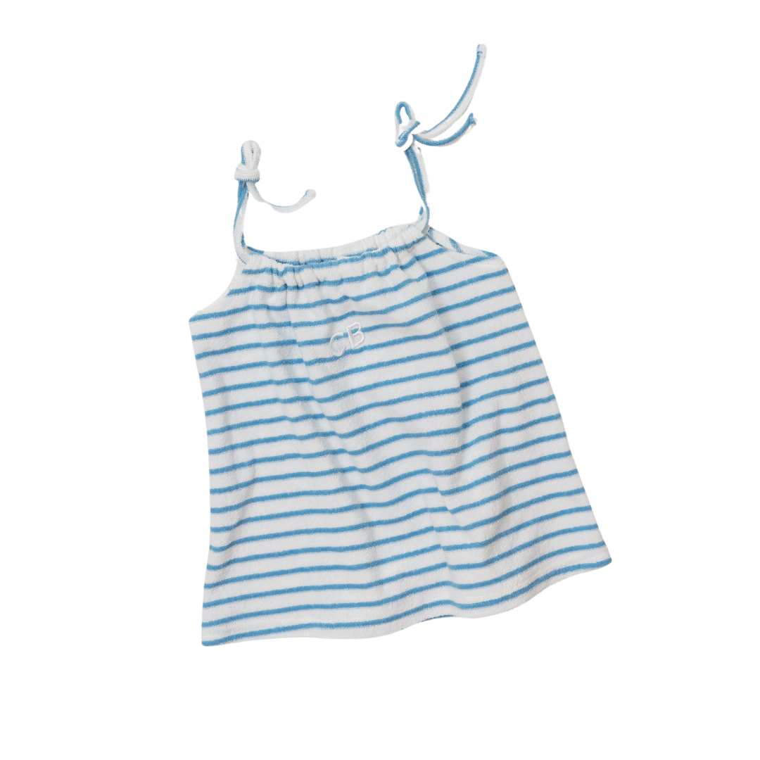 CINNAMON BABY TERRY STRIPE DRESS - BLUE