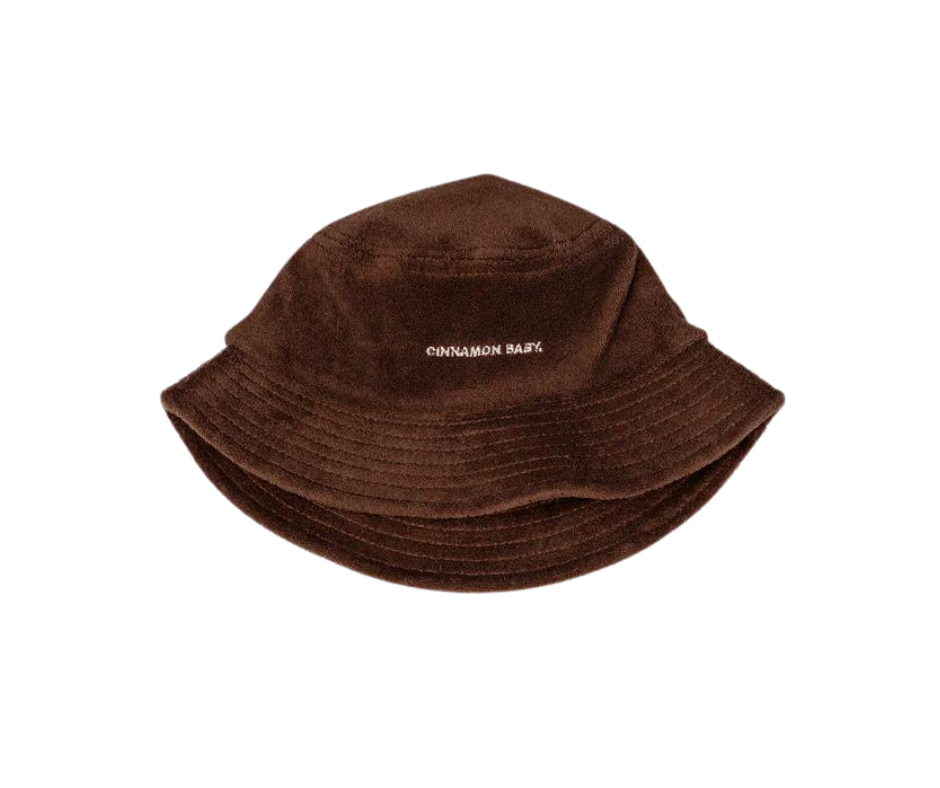 CINNAMON BABY TERRY TOWELLING BUCKET HAT - DARK CHOCOLATE