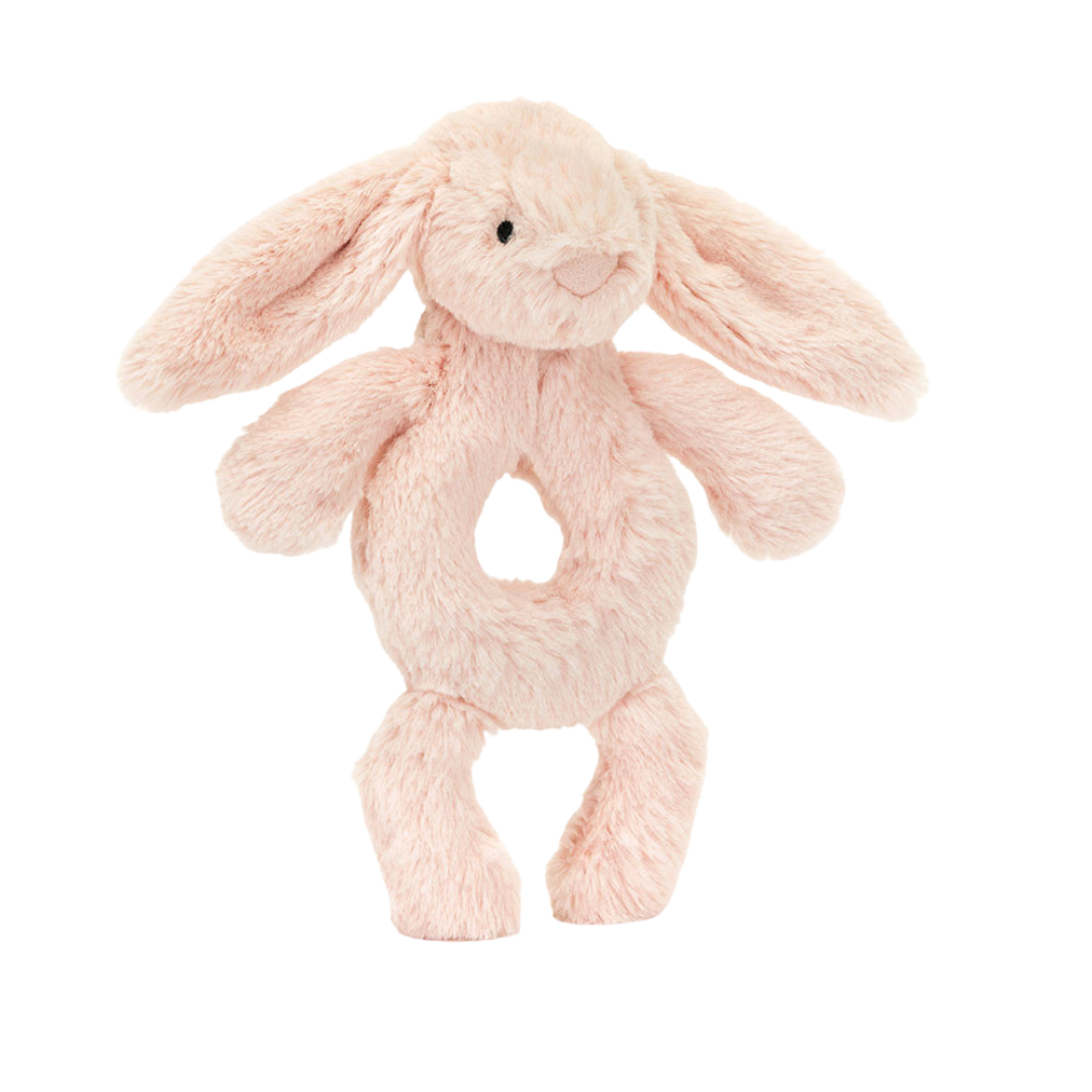 JELLYCAT BASHFUL PINK BUNNY RING RATTLE