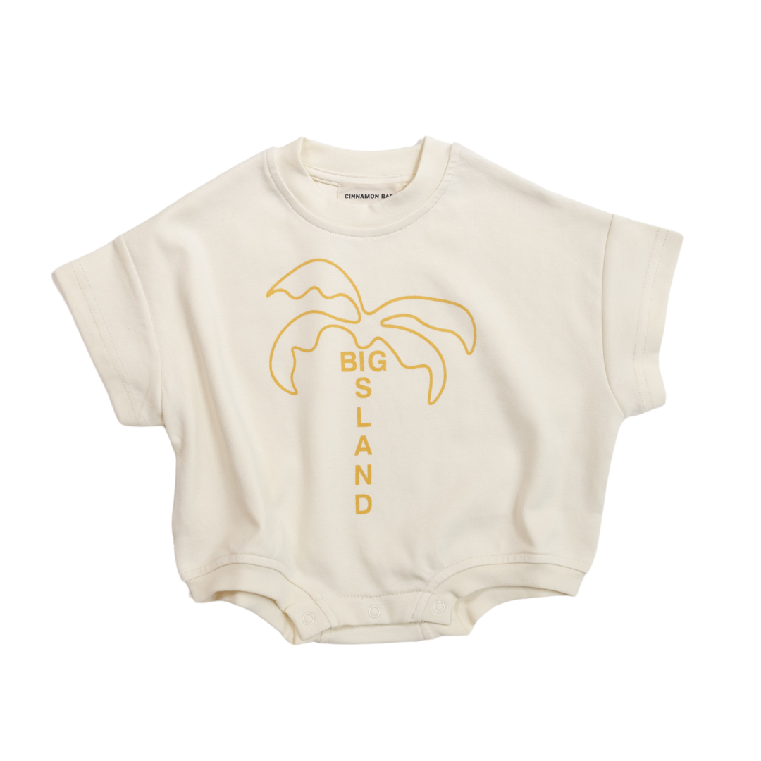 CINNAMON BABY BIG ISLAND T-SHIRT ROMPER - MUSTARD