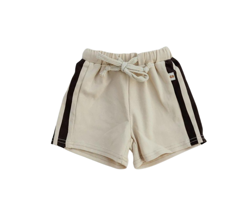 CINNAMON BABY STRIPED PANEL SHORTS - CREAM