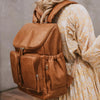 OIOI SIGNATURE NAPPY BACKPACK - TAN FAUX LEATHER