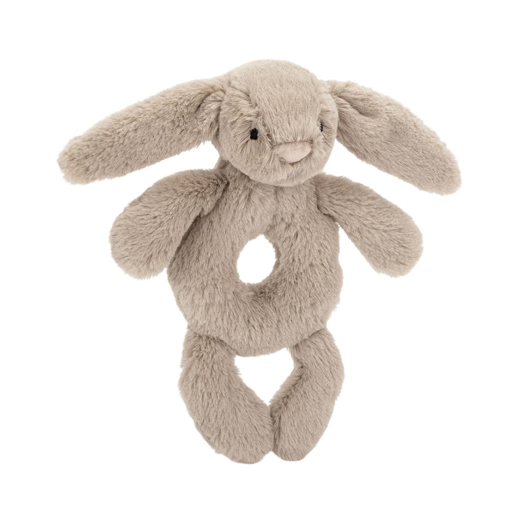 JELLYCAT BASHFUL BEIGE BUNNY RING RATTLE