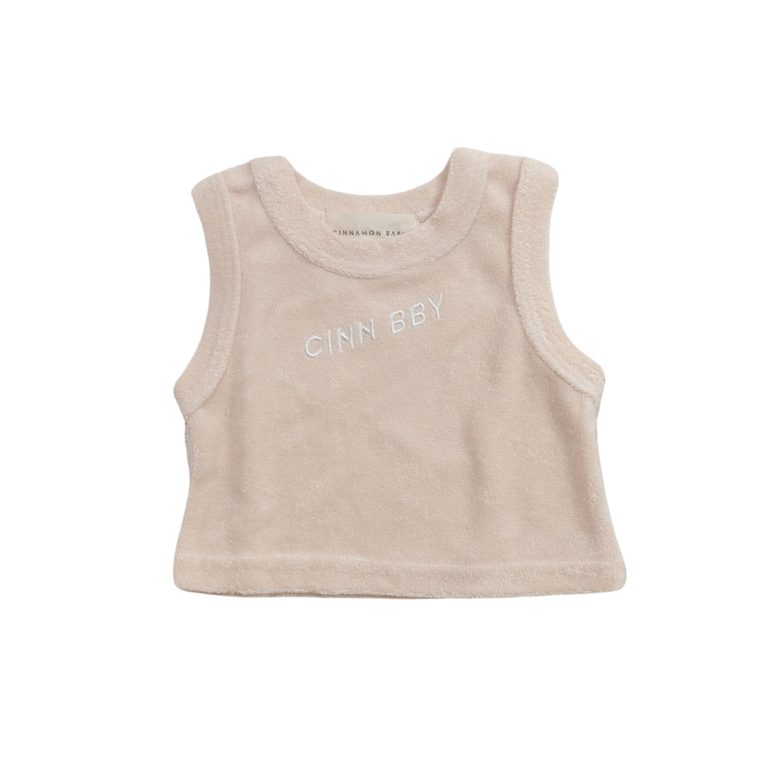 CINNAMON BABY TERRY SINGLET - CREAM