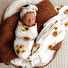 SNUGGLE HUNNY SUNFLOWER JERSEY WRAP & TOPKNOT SET