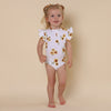 SNUGGLE HUNNY KIDS SUNFLOWER SHORT SLEEVE BODYSUIT WITH FRILL