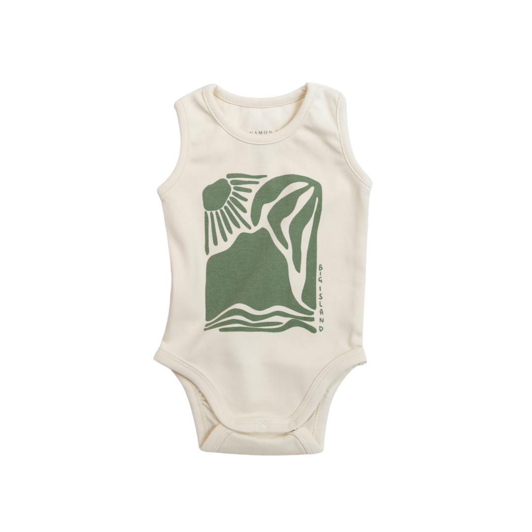 CINNAMON BABY BIG ISLAND ROMPER - OLIVE