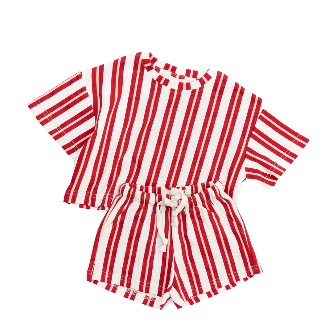 CINNAMON BABY RED/PINK STRIPE SET SET