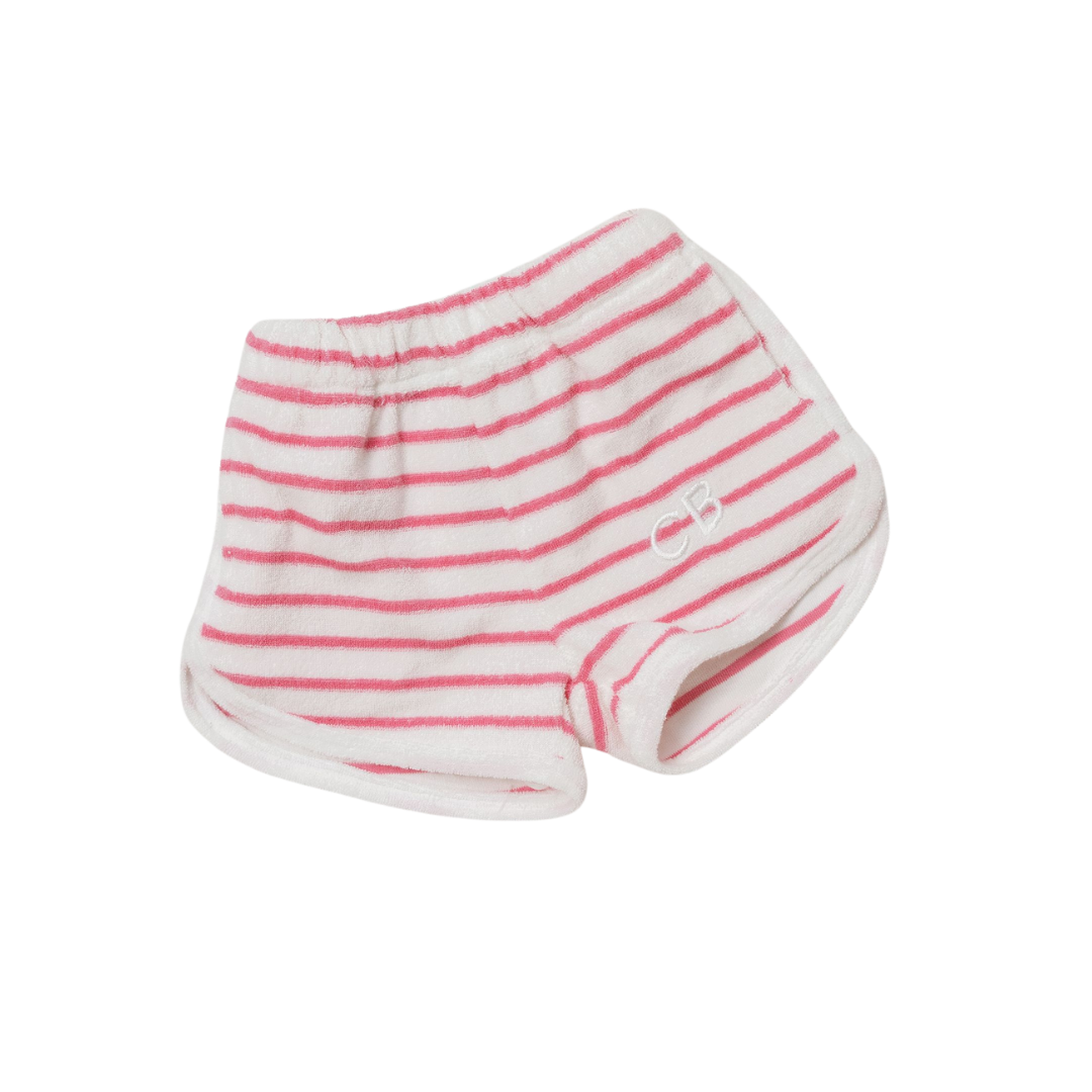 CINNAMON BABY TERRY STRIPE SHORTS - PINK