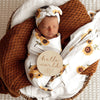 SNUGGLE HUNNY SUNFLOWER JERSEY WRAP & TOPKNOT SET