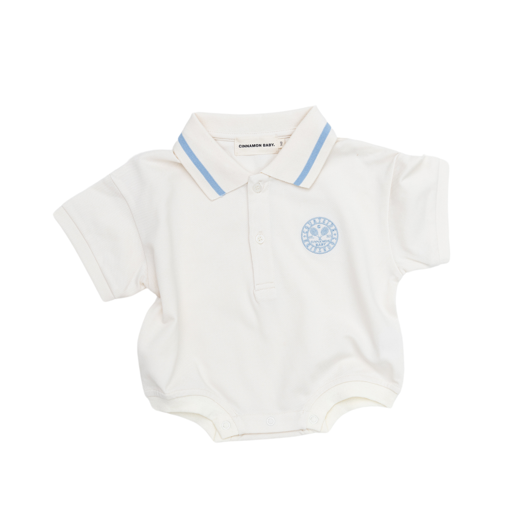 CINNAMON BABY POLO T-SHIRT ROMPER - BABY BLUE