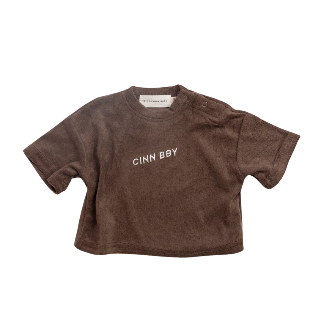 CINNAMON BABY TERRY TOWELING TEE - DARK CHOCOLATE