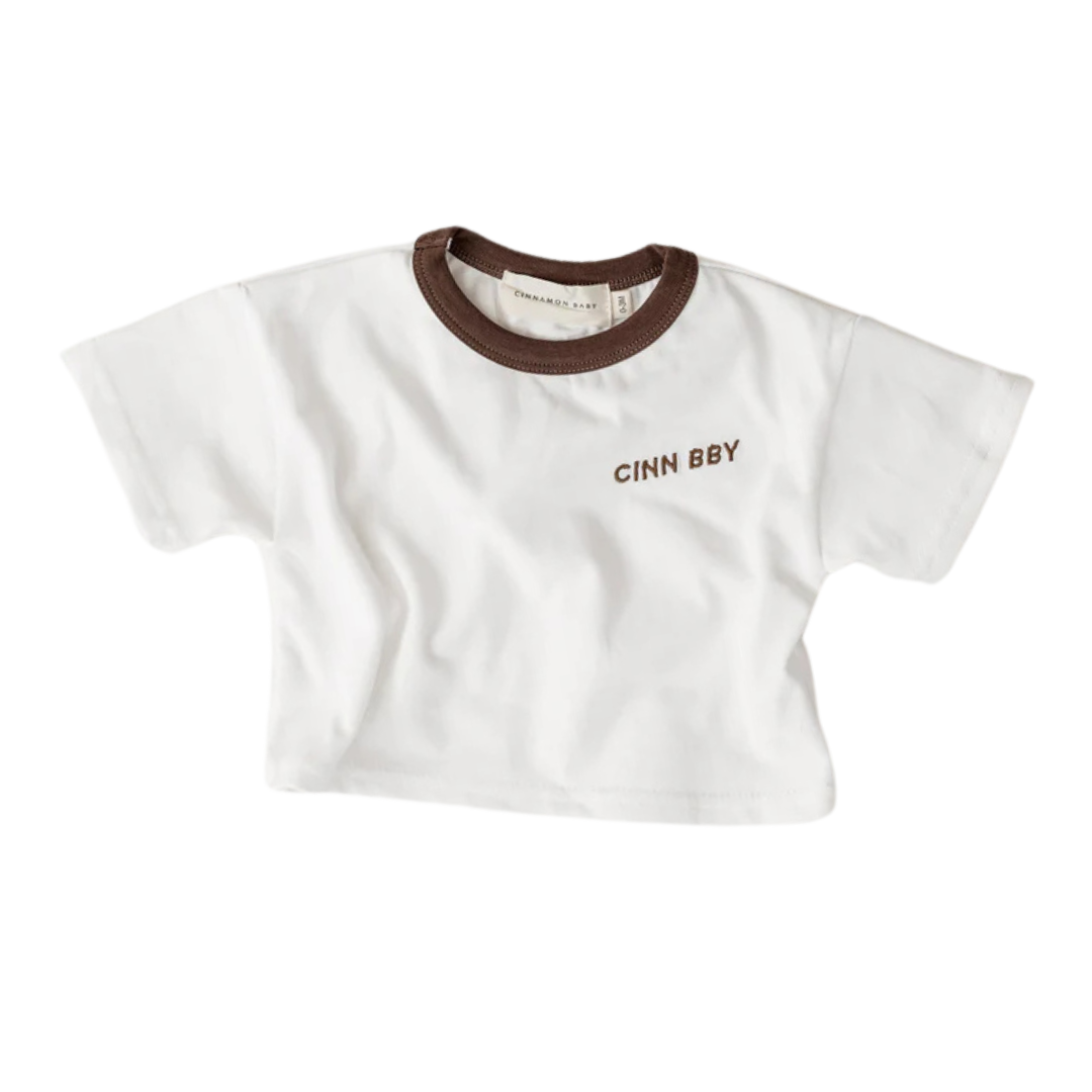 CINNAMON BABY ORGANIC COTTON TEE - DARK CHOCOLATE