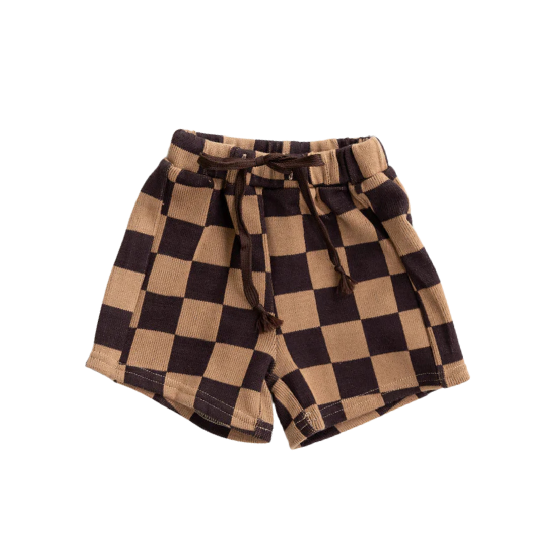 CINNAMON BABY CHOCOLATE CHECK SHORTS