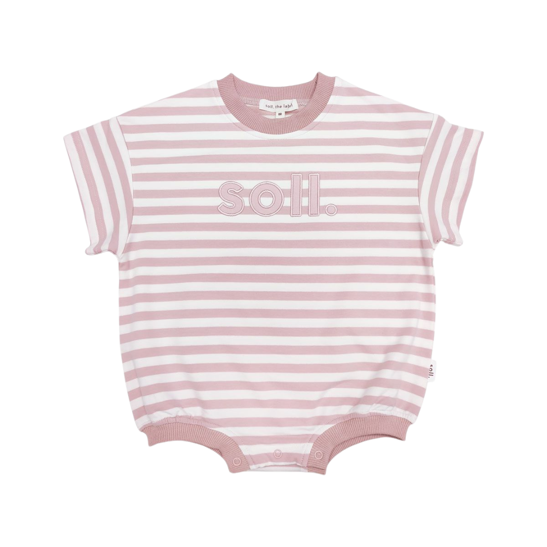 SOLL STRETCH COTTON STRIPE ROMPER - DUSTY PINK