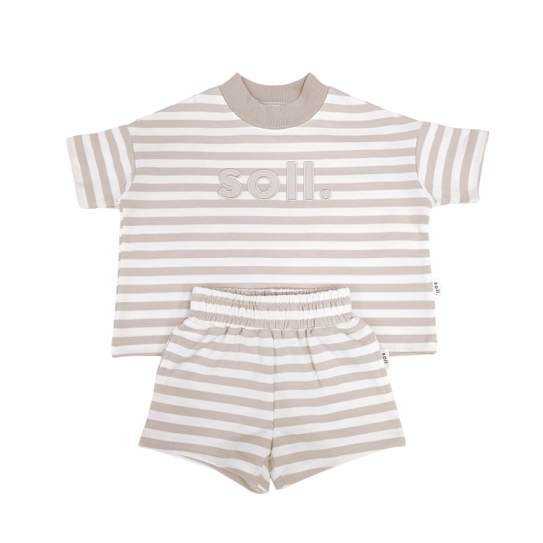 SOLL STRETCH COTTON STRIPE SET - OAT