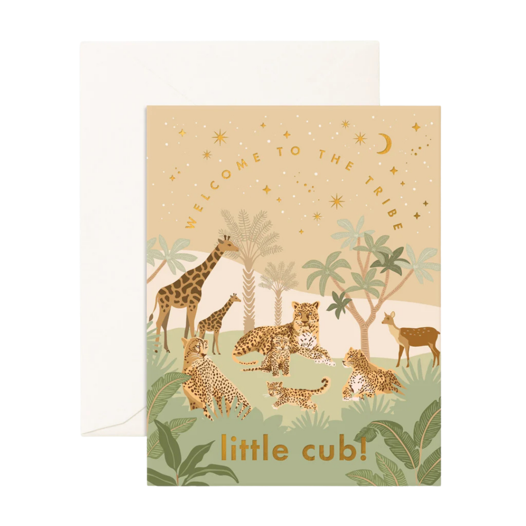 FOX & FALLOW BABY WELCOME LITTLE CUB GREETING CARD