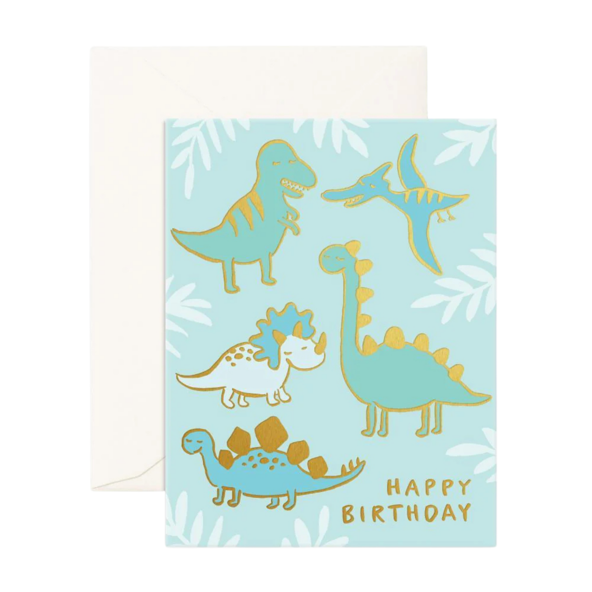 FOX & FALLOW BIRTHDAY DINOS FOIL GREETING CARD