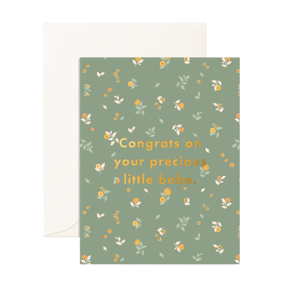 FOX & FALLOW PRECIOUS BABE BRODERIE GREETING CARD