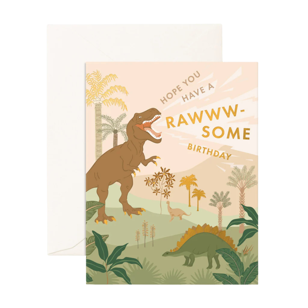 FOX & FALLOW RAWWW-SOME BIRTHDAY DINOS GREETING CARD