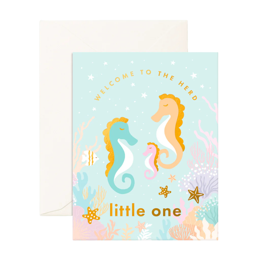 FOX & FALLOW WELCOME LITTLE SEAHORSE GREETING CARD