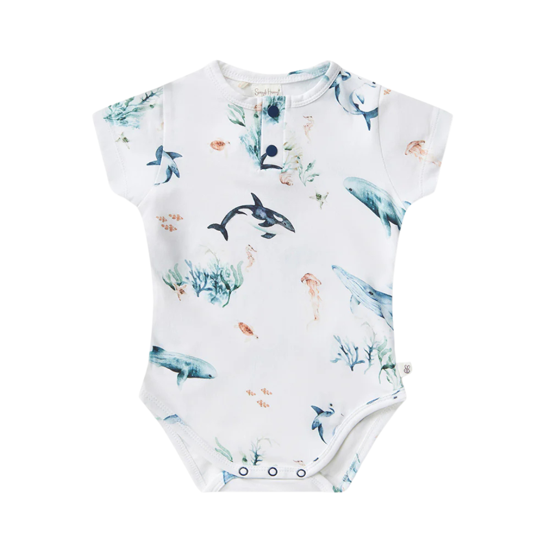 SNUGGLE HUNNY KIDS OCEAN SHORT SLEEVE BODYSUIT