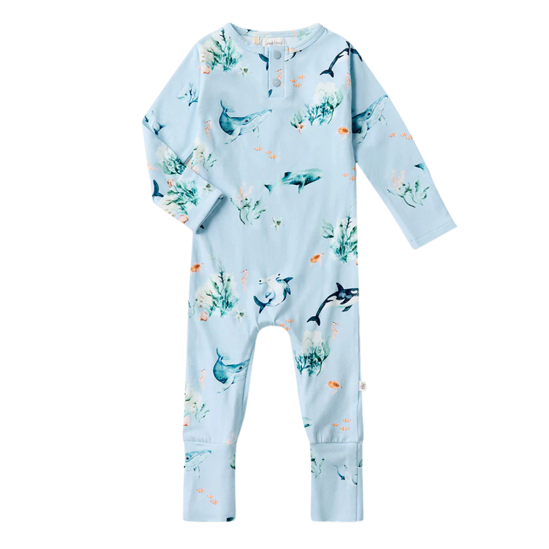 SNUGGLE HUNNY KIDS BLUE OCEAN GROWSUIT