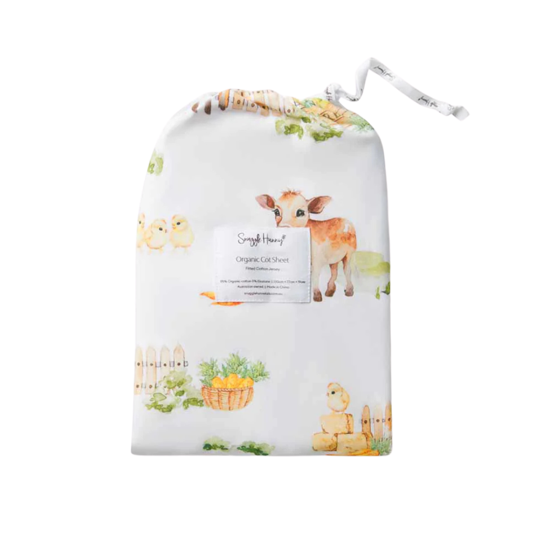 SNUGGLE HUNNY FARM FITTED COT SHEET