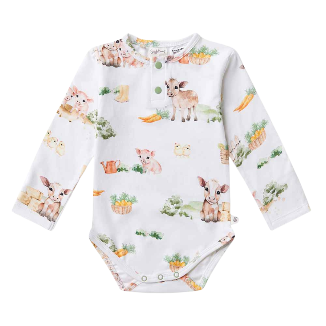 SNUGGLE HUNNY FARM LONG SLEEVE BODYSUIT