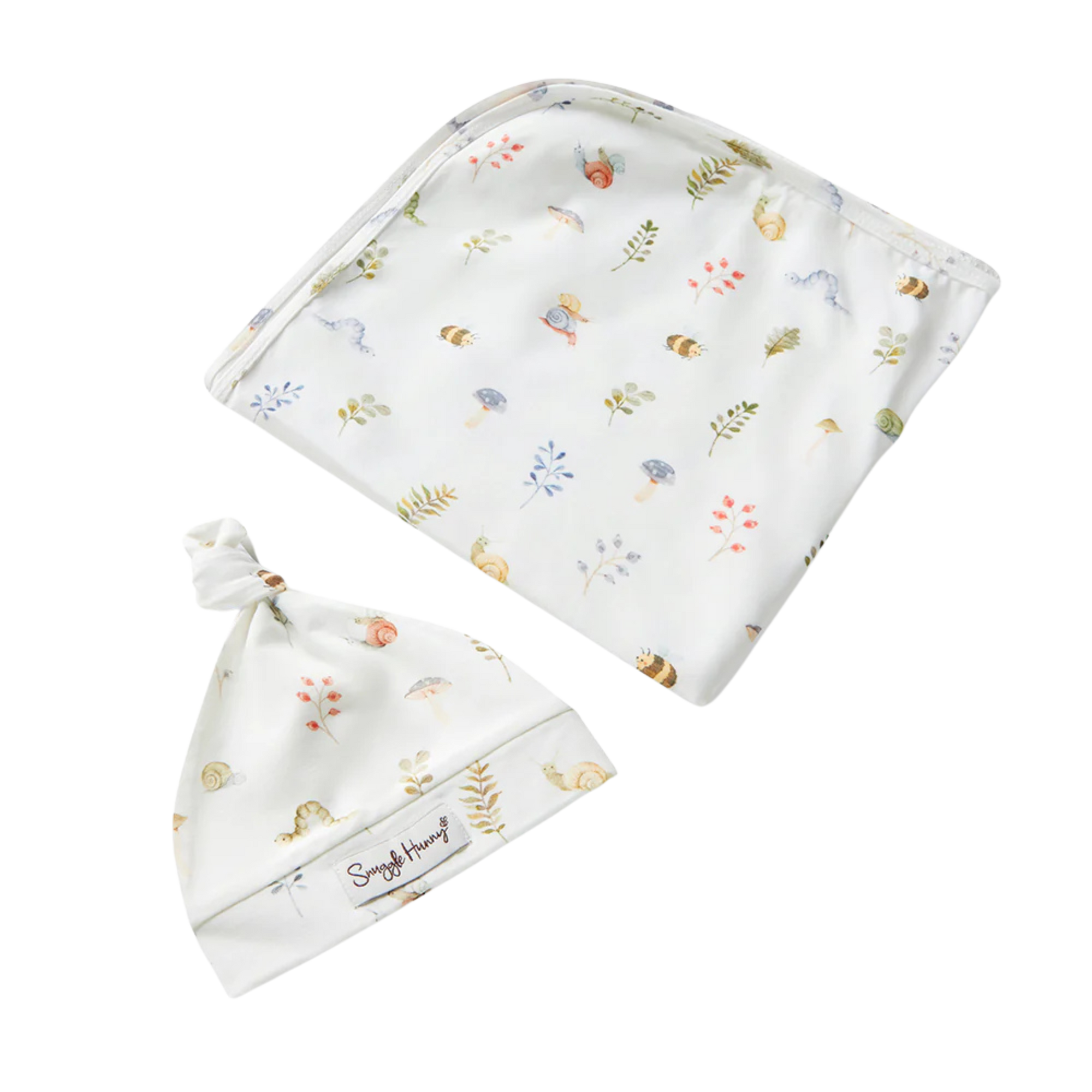 SNUGGLE HUNNY GARDEN FRIENDS JERSEY WRAP & BEANIE SET