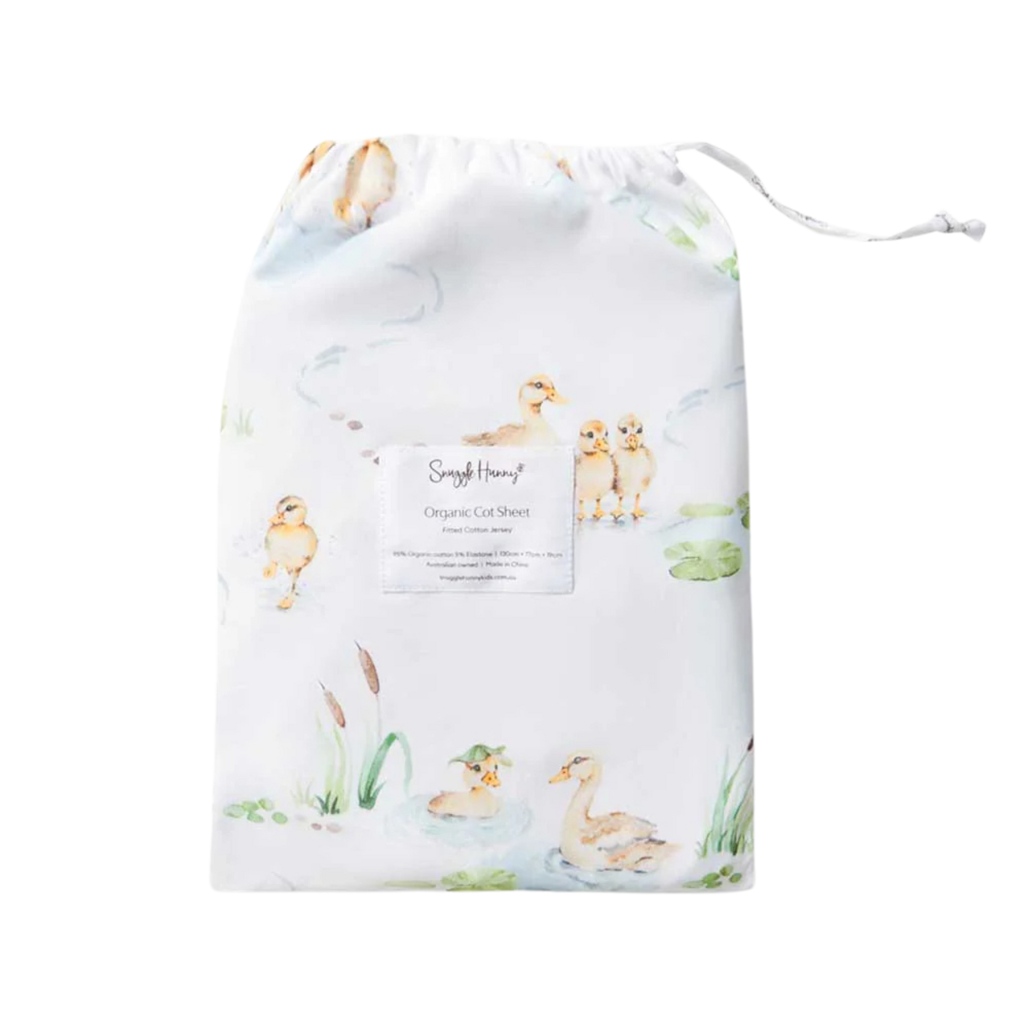 SNUGGLE HUNNY DUCK POND FITTED COT SHEET