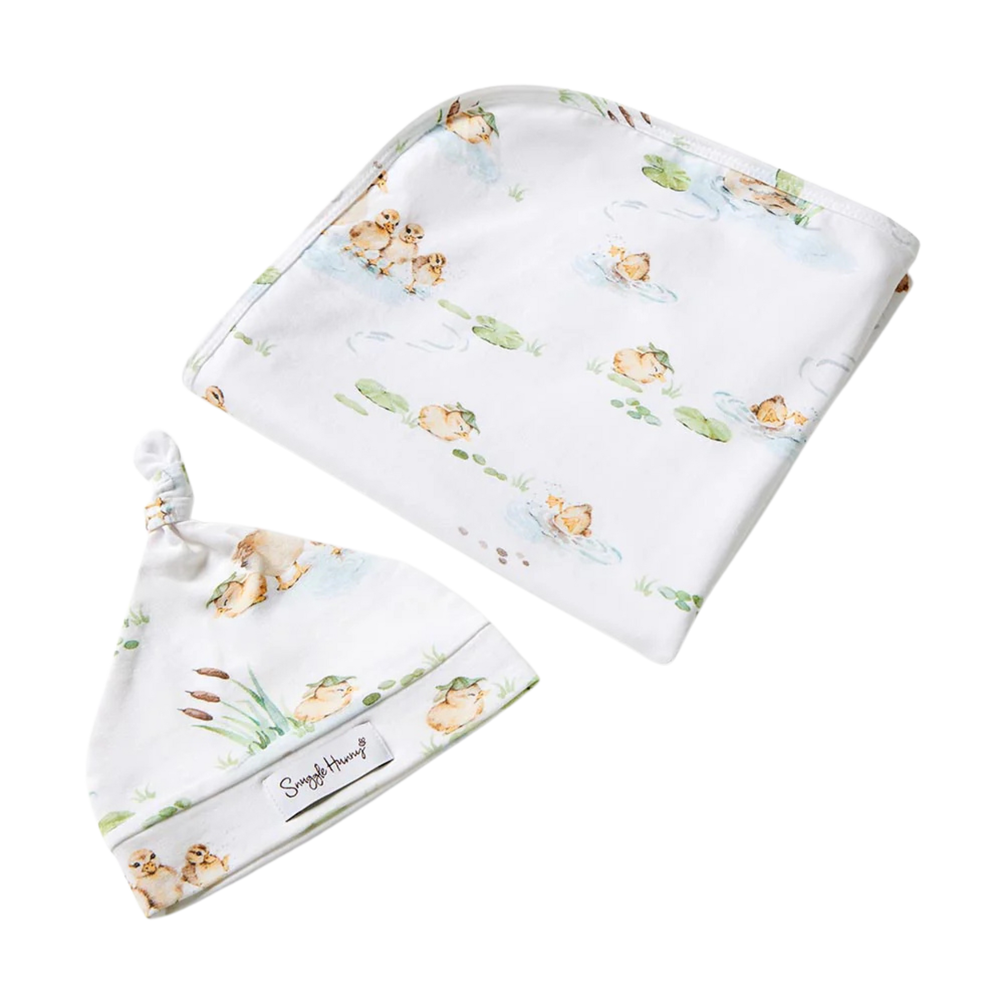 SNUGGLE HUNNY DUCK POND JERSEY WRAP & TOPKNOT SET