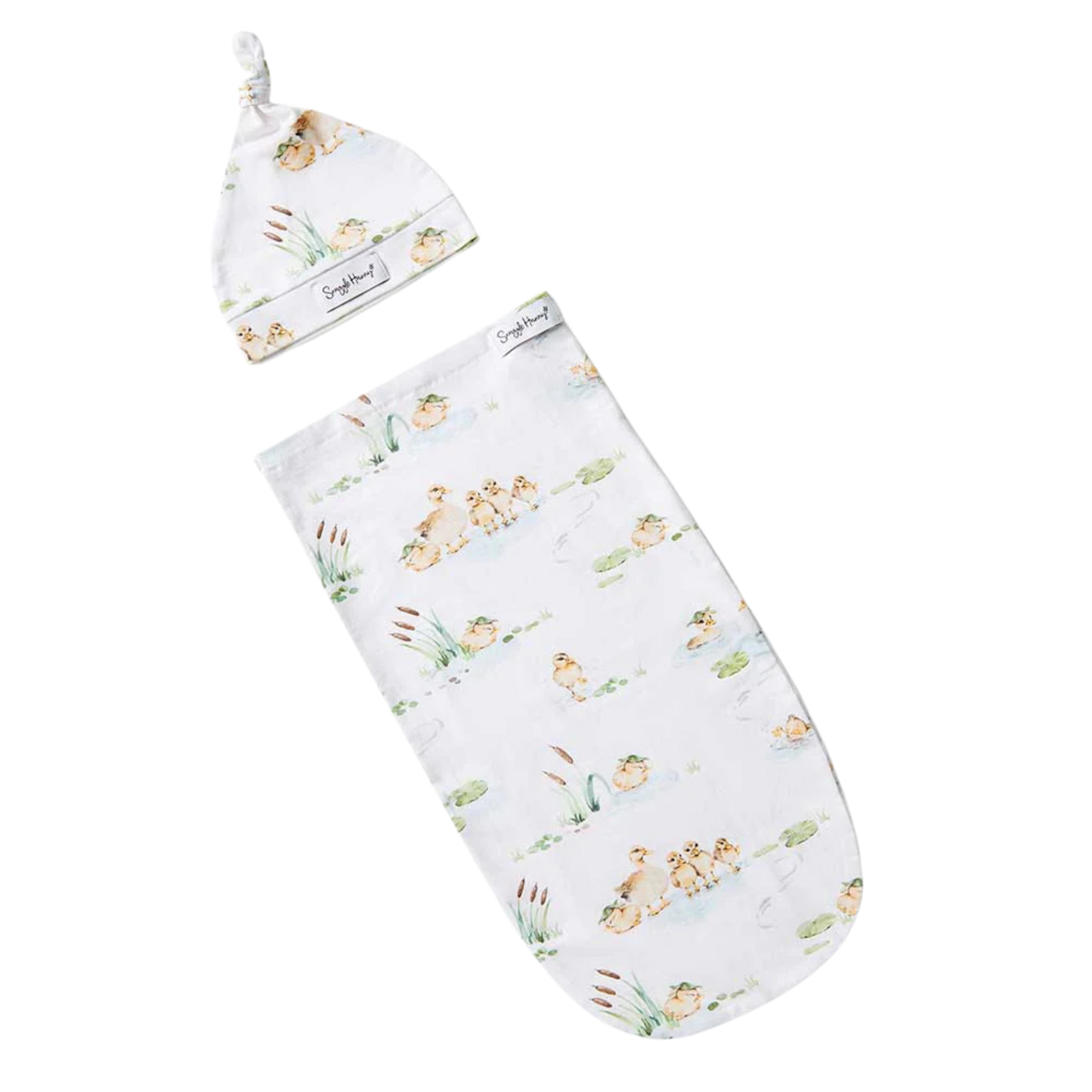 SNUGGLE HUNNY DUCK POND SNUGGLE SWADDLE & BEANIE SET