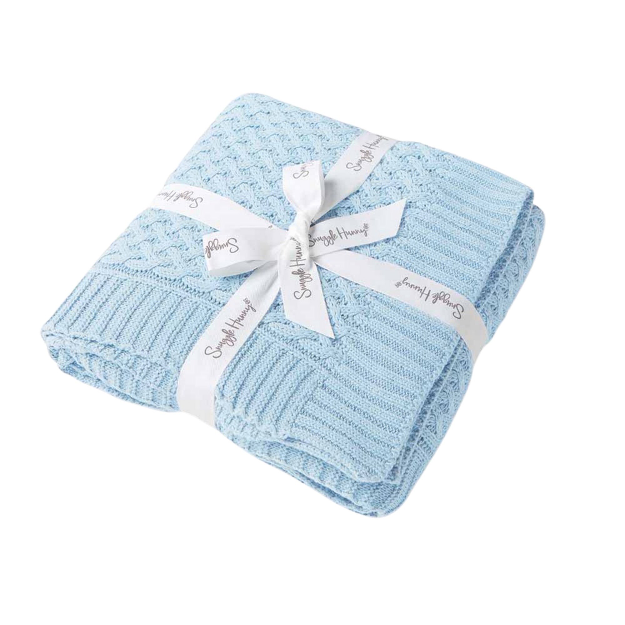 SNUGGLE HUNNY KIDS BABY BLUE DIAMOND KNIT BABY BLANKET