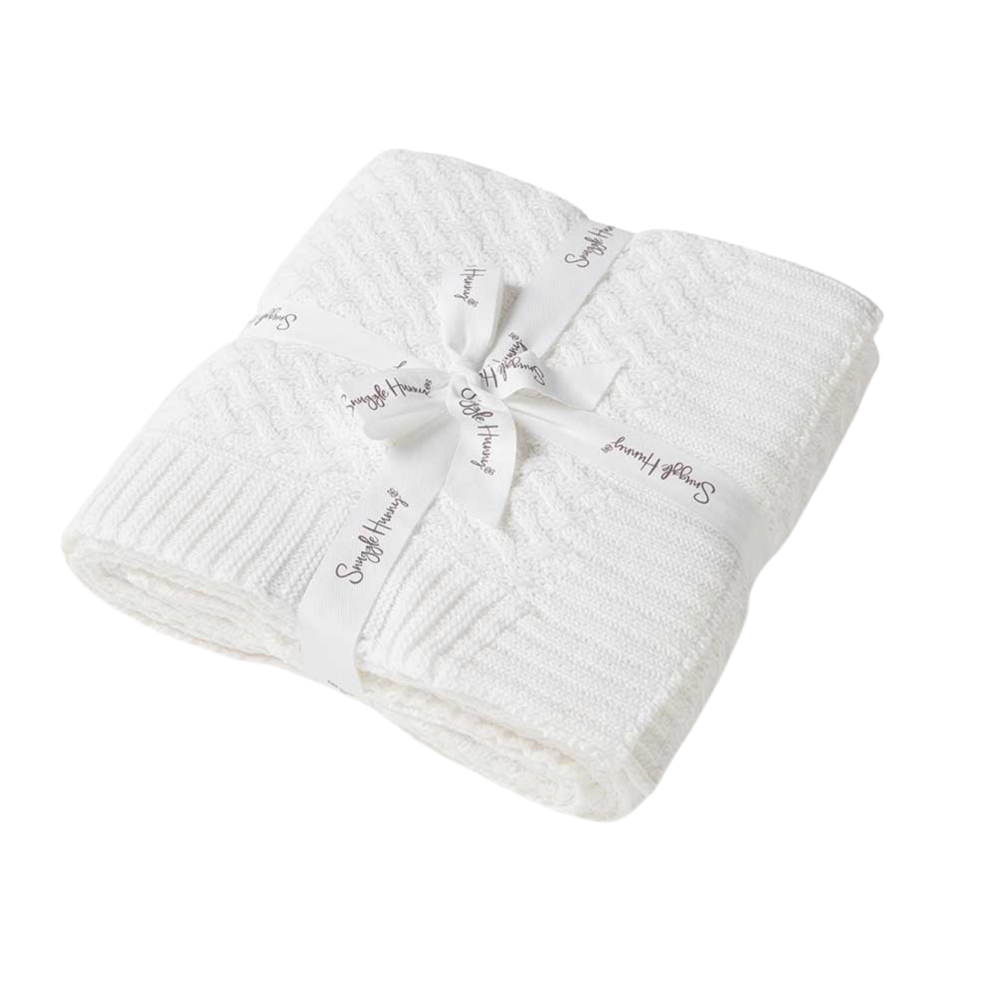 SNUGGLE HUNNY KIDS DIAMOND KNIT BABY BLANKET -  WHITE