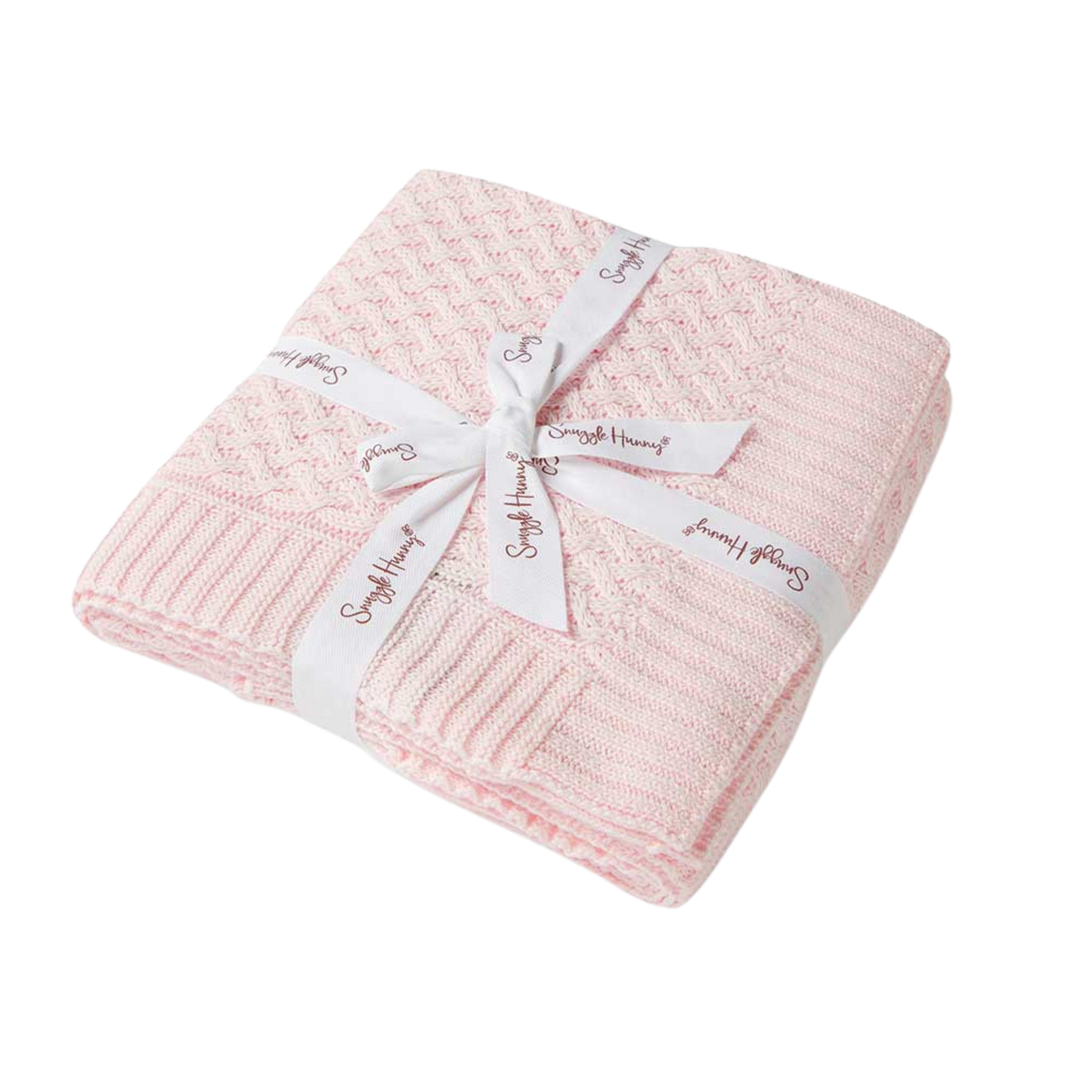 SNUGGLE HUNNY KIDS DIAMOND KNIT BABY BLANKET - BLUSH PINK